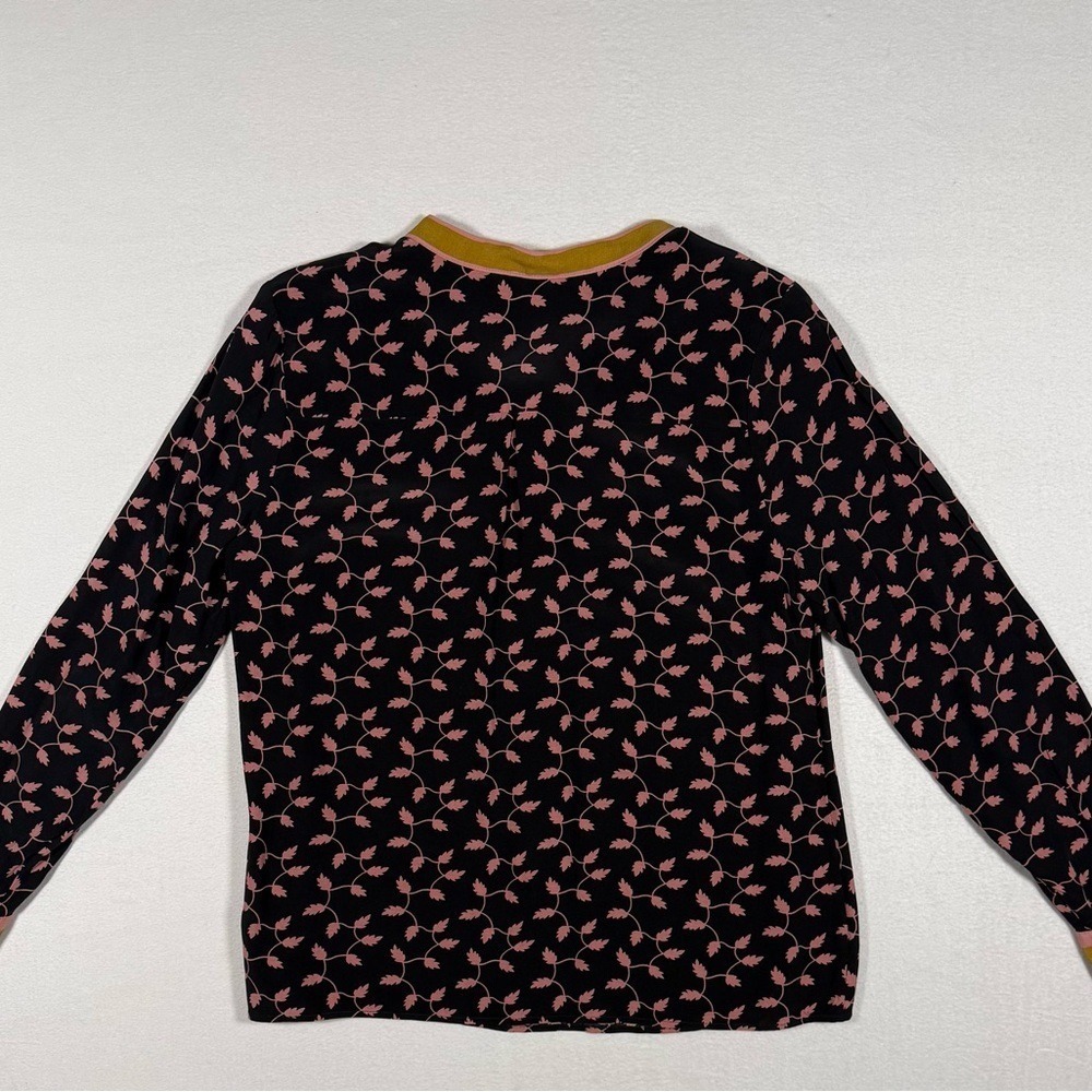 Boden Navy Pink Leaf Print‎ Tie Neck Blouse Long Sleeve RILEY US 8 - Picture 10 of 10